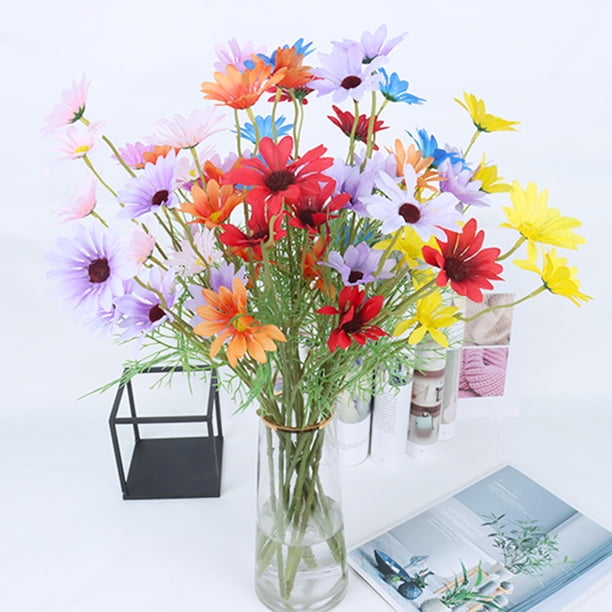 Gwong Decoración hogareña 1 PC 5 cabezas Planta artificial Vivid Faux Seda Flor Fácil de mantener Simulación Flor Decoración para el hogar Gwong 21070452