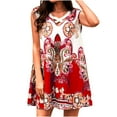 thumbnail image 2 of SMihono Robe Bohème d'Été pour Femmes Grande Taille Femmes Décontractée Col Rond Sans Manches Robe d'Été Imprimée Longueur Genou pour la Plage, 2 of 6