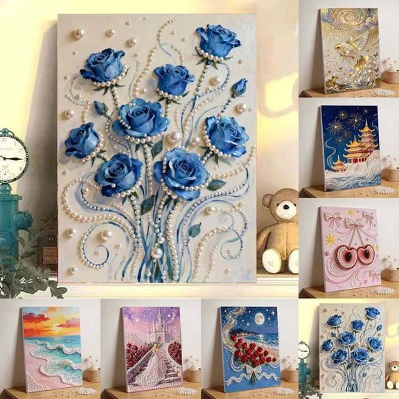 DIY Pearl Painting Diamond Art Kit, Handmade Wall Hanging, 5D Gem Craft for Home Decor(A)