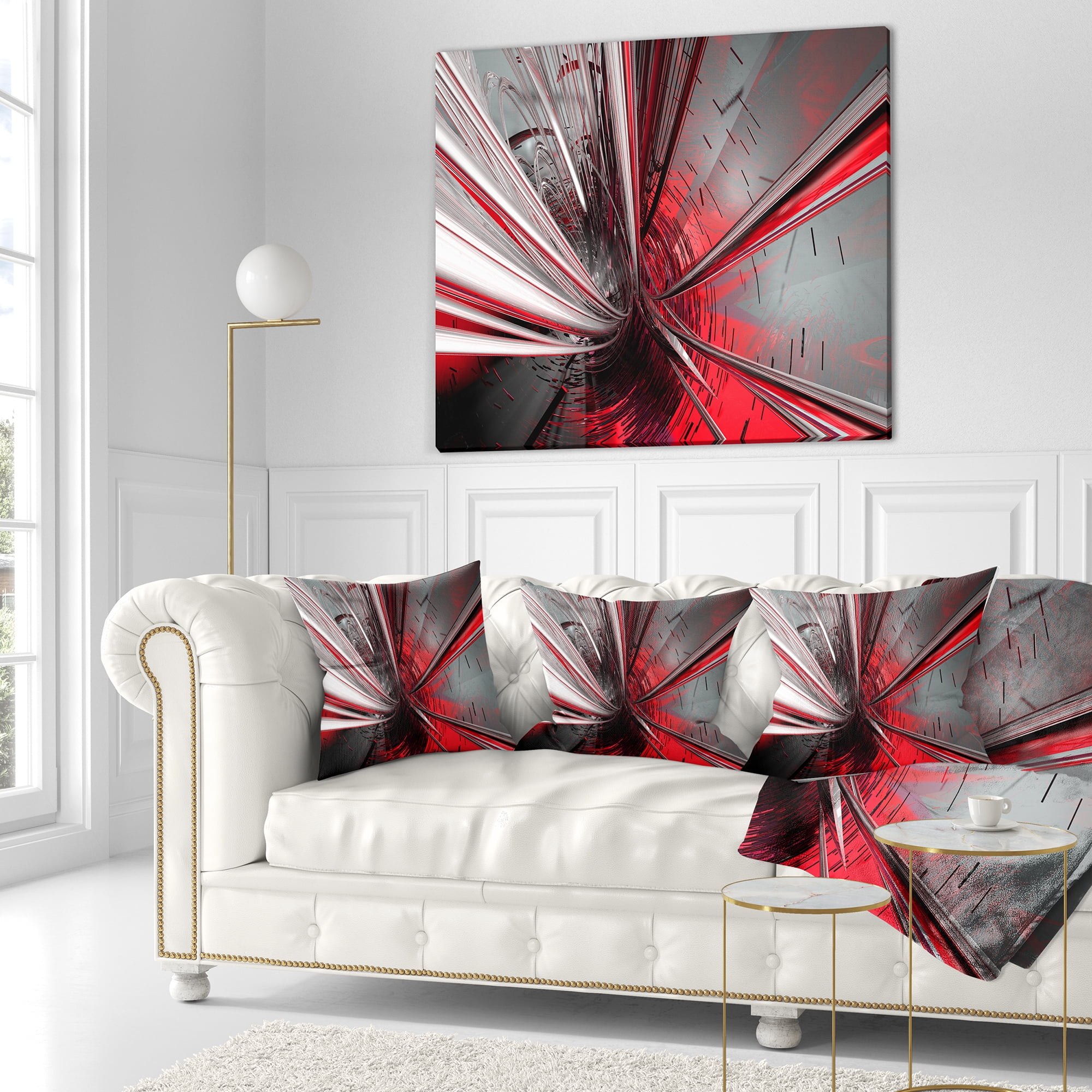 Designart Fractal 3D Deep into Middle - Contemporary Throw Pillow - 18x18