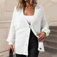 thumbnail image 2 of Lilgiuy Women's Knit V Neck Single Breasted Solid Color Knit Cardigan Loose Sweater White Winter Clothes for 2022, 2 of 5