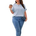 thumbnail image 3 of Gvmfive Womens Plus Size Tops Solid Color Short Sleeve Casual Loose Blouse, 3 of 5