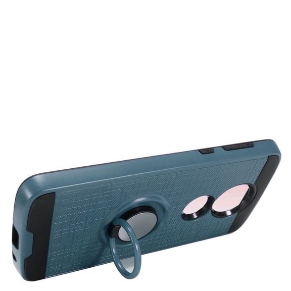 GSA Brushed Ring Hybrid Case for Motorola Moto E5 Supra E5 Plus Black/Blue