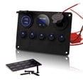 thumbnail image 1 of 5 Gang 12V 24V Inline Fuse Box LED Switch Panel Dual USB Car Boat Truck Camper, 1 of 9
