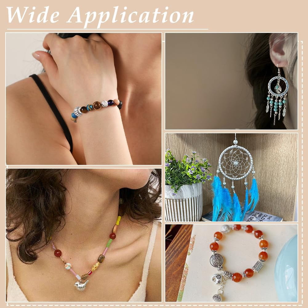 864Pcs 24 Styles Tibetan Style Alloy Spacer Beads Metal Silver Flat Round Bicone Flower Charm Spacers Loose Beads for Jewelry Making Bracelets Necklace DIY Craft