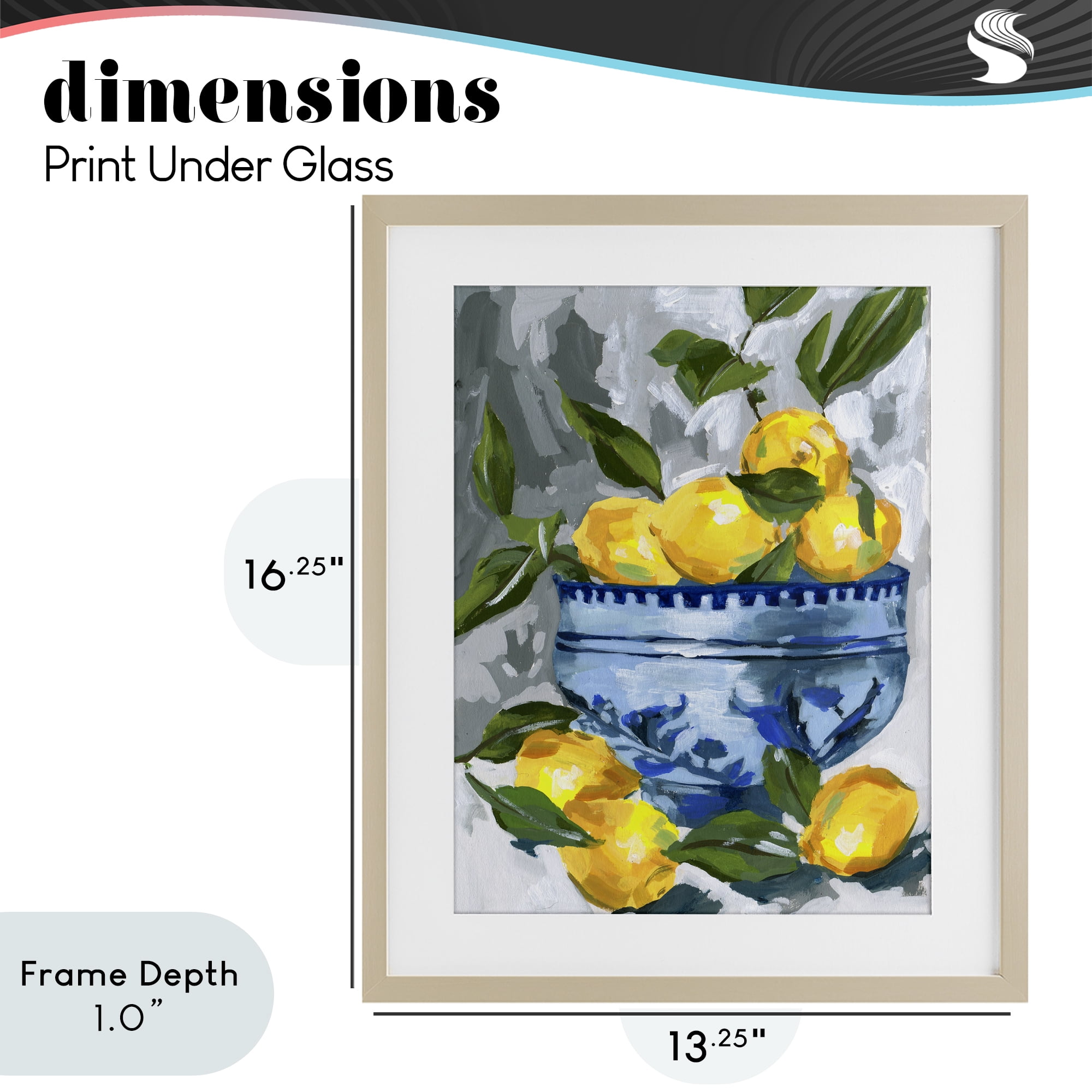 Stupell Industries Indigo & Lemon Bowl Birch Framed Print Under Glass, design by Melissa Wang