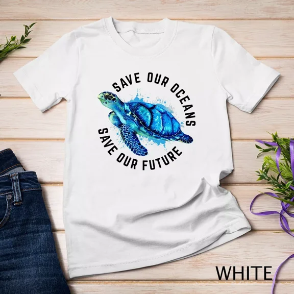 Gildan Save The Ocean Tee With Sea Turtle Design, Eco Message Shirt For Marine Life And Nature Conservation Lovers, S-5XL Shirt