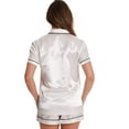 thumbnail image 3 of Just Love Solid Satin Pajama Short Set for Women Sleepwear PJs (Ivory / Black, 1X), 3 of 3