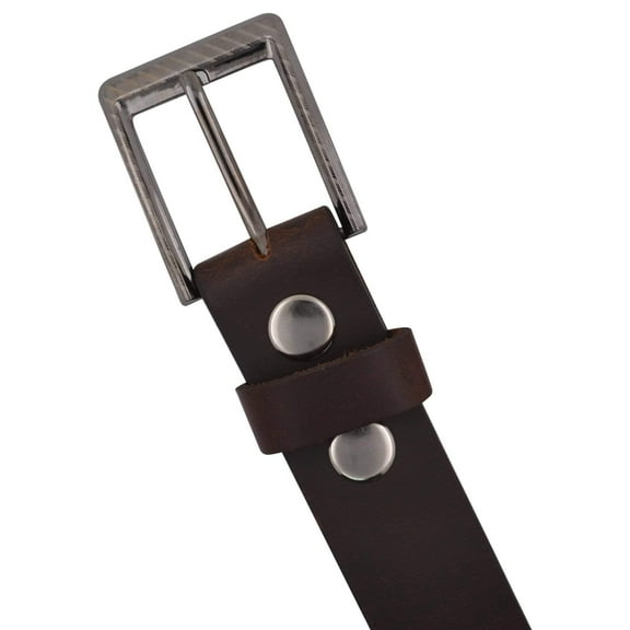 Casual Belt Men's 1.5" Wide Top Grain Genuine Leather Square Silver Buckle by Marshal