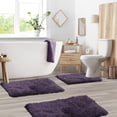 thumbnail image 2 of Clara Clark Non Slip Shaggy Bath Rug Set - 3 Piece Set, Small/Large/Contour - Eggplant, 2 of 4