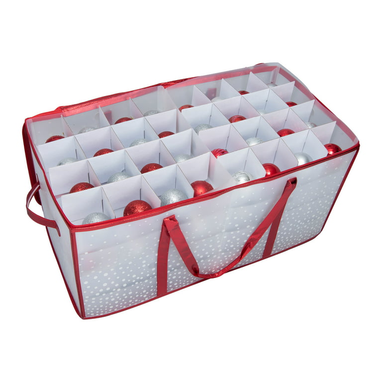 Simplify 128 Count Plastic Ornament Storage Organizer, Red