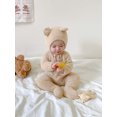 thumbnail image 6 of Boiiwant Infant Baby Girls Boys Solid Color Plush Jumpsuit Long Sleeve Round Neck Button Closure Playsuit + Hat Winter Warm Bodysuit 2Pcs 0-24M, 6 of 9