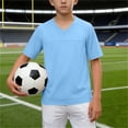 thumbnail image 2 of Tsesme Boys Sports T-Shirt, V-Neck Short Sleeve Tee, Summer Loose Mesh Breathable Workout T-Shirt Daily Wear 5T, 2 of 8