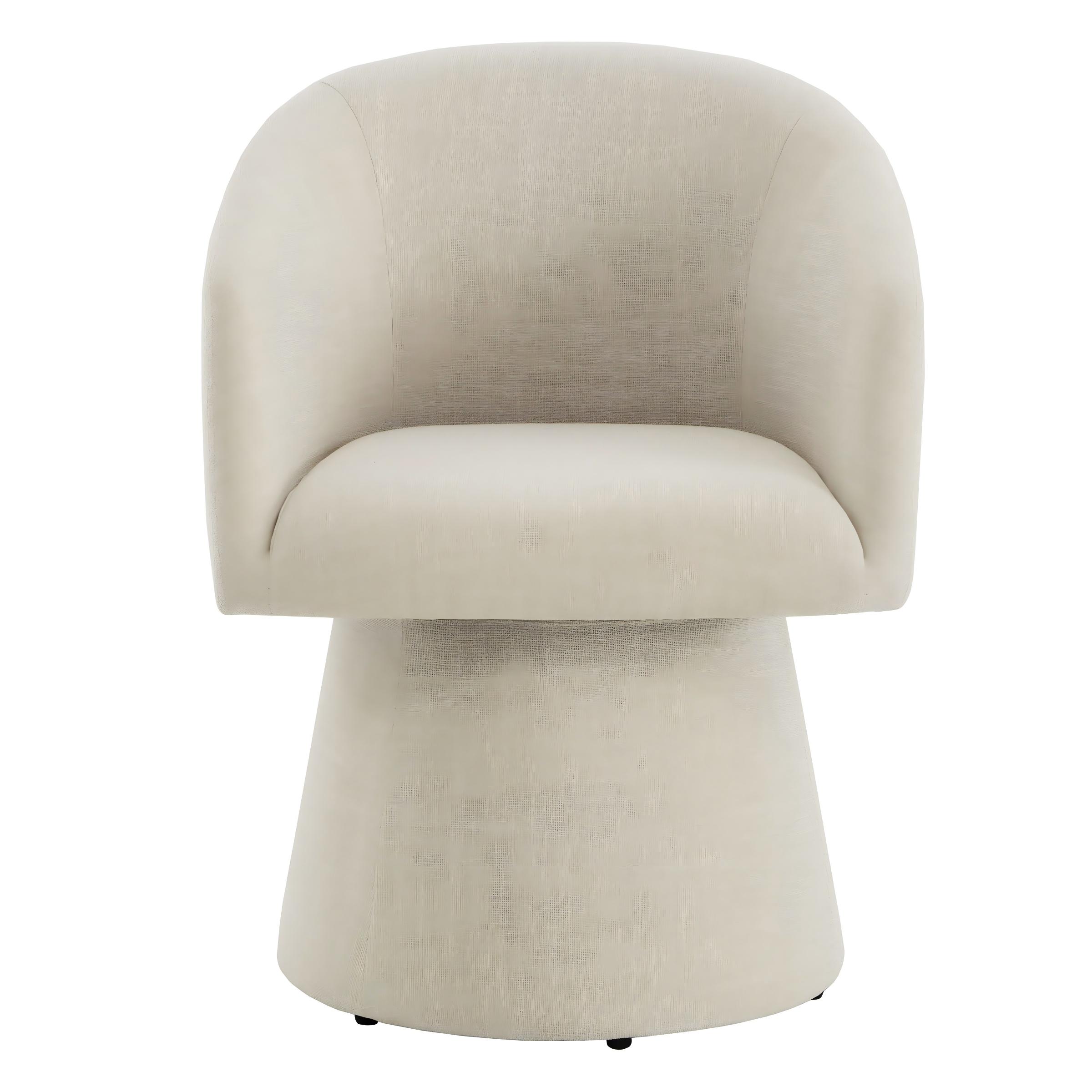 Spruce & Spring Modern Swivel Dining Chair with Sheltering Back and Cushioned Seat No Assembly, Single, Beige