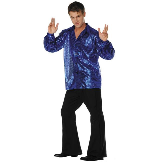 RG Costumes 85177 BL Plus Size Disco Inferno 70s Sequin Costume Blue