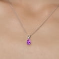 thumbnail image 3 of Gem Stone King 14K White Gold Pink Created Sapphire and White Created Sapphire Pendant Necklace for Women | 1.64 Cttw | Gemstone September Birthstone | Pear Shape 9X6MM | With 18 inch Chain, 3 of 6