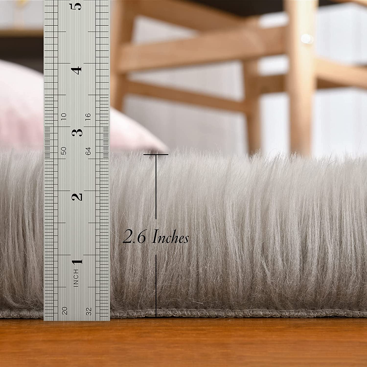 Junovo Luxury Fluffy Area Rugs Areary Rug for Bedroom Shaggy Rugs Area Carpet for Living Room Bedroom Room,2'x3',Gray