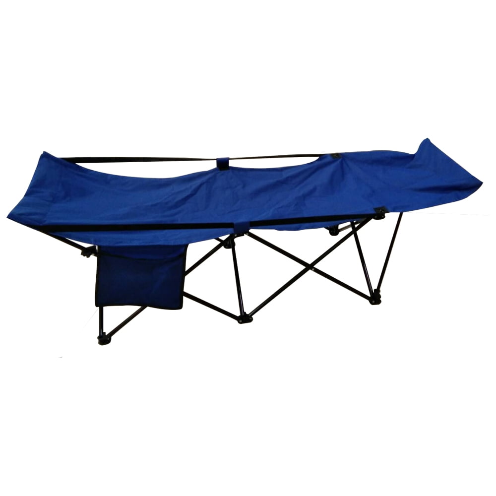 ALEKO Portable Collapsible Camping Bed with Side Storage Bag Blue
