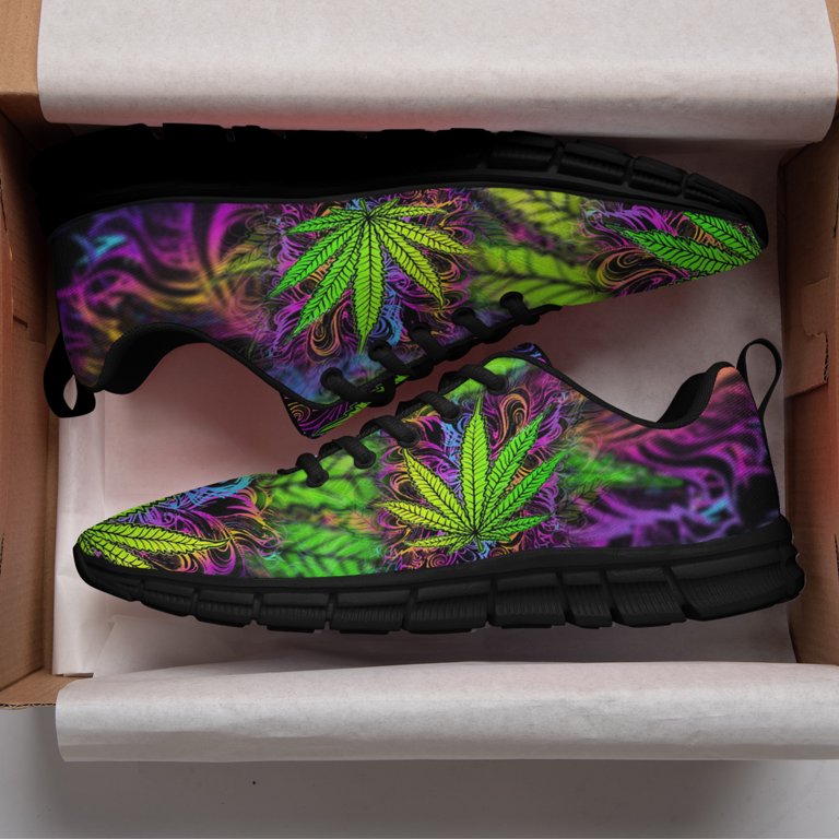 Marijuana Leaf Psychedelic Shoes for Men Women Running  display picture 2