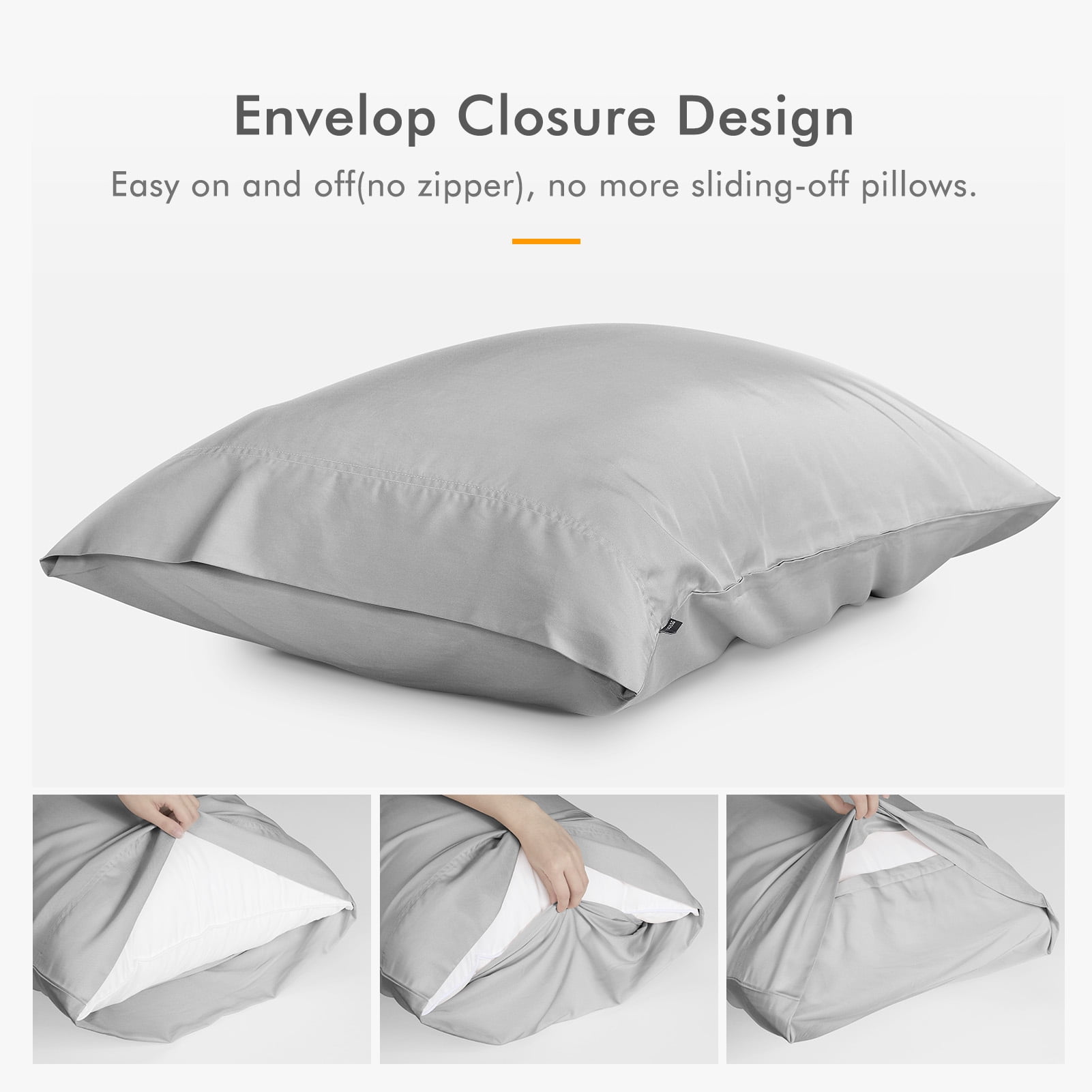 SORMAG Bamboo Cooling Pillowcases King Pillow Cases Set of 2 Pack,20x36 inches, Light Grey