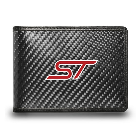 Ford Focus ST Black Real Carbon Fiber Leather RFID Blocking Bi-fold Wallet