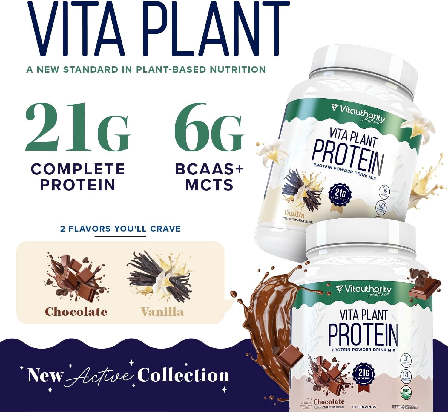Vitauthority Vita Plant Organic Plant Based Protein Powder for Women, Vanilla, 30 Servings
