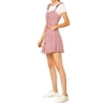 thumbnail image 5 of MODA NOVA Junior's Strap Button Down Faux Suede a-Line Mini Overall Dress, 5 of 6