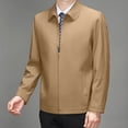 thumbnail image 4 of Mens Business Casual Lapel Zip Up Bussiness Golf Jacket, Button Cuff Side Pocket Solid Long Sleeve Lightweight office Outer Coat for Spring Fall Size 2XL Khaki, 4 of 7
