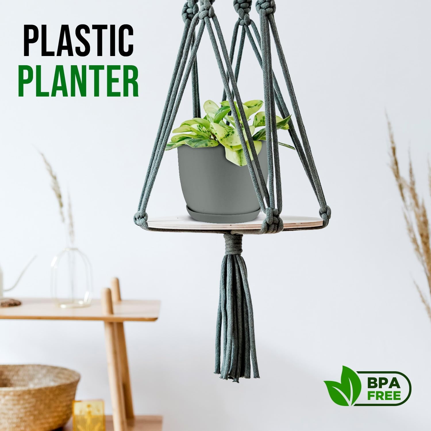 Lifemaster 10-Piece Gray Planter Pots with Drainage - Lightweight, Durable, Space-Saving Design for Indoor/Outdoor Use