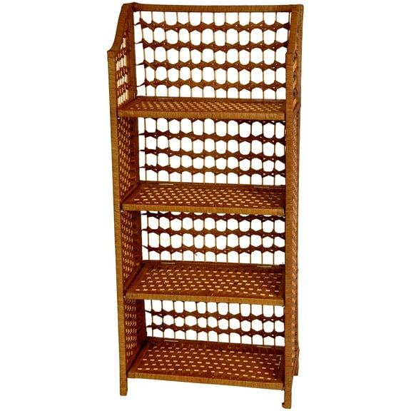 43" Fiber Weave Wood Frame 4 Shelf Unit - Honey