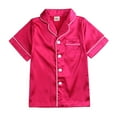thumbnail image 4 of Kid Silky Satin Pajamas Set for Girls Boys 9M-13T Pjs Set Baby Short Sleeve pants suit Button-up Lounge Sleepwear Sets Nightwear, 4 of 10