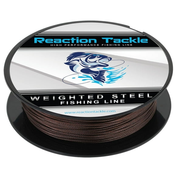 Reaction Tackle Weighted Stainless Steel Trolling Line 45LB- Premium Weighted Fishing Wire 45LB/ 200 foot