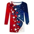 thumbnail image 4 of Vetsdori Red White and Blue T Shirts for Women American Flag Summer Pullover Graphic Casual 3/4 Sleeve Plus Size July 4th,Fashion Ladies Tops Crew Neck, 4 of 5
