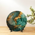 thumbnail image 6 of Kdxio Emerald Color Gold Marble Bone China Decorative Plate Ceramic Decorative Plate for Home Office Wall Stand Decorative Plates for Home Bedroom-10in, 6 of 6