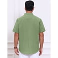 thumbnail image 3 of DARING DIVA Men's Solid Color Stand Collar Short Sleeve Henley Shirts XL Olive Green, 3 of 7