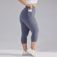 thumbnail image 4 of Legging Capris for Women with Pockets Plus Size Butt Lifting High Waist Slimming Leggings Compression Tummy Control Running Yoga Pants Dark Gray 5XL, 4 of 6