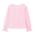 thumbnail image 5 of Gyujnb Girls Sweatshirts Kids Casual Knit Long Sleeve Shirts Tops Round Neck Hollow Out Blouse Loose Fit, Comfortable Breathable Soft Warm Basic Tops,Size:14-16 years, 5 of 7