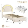 thumbnail image 2 of Garvee Twin Upholstered LED Bed Frame with Storage Drawer, Rainbow Headboard, Berber Fleece for Kids, Wood Slats, No Box Spring,Beige, 2 of 7