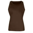 thumbnail image 3 of Mohiass Womens Sleeveless Racerback High Neck Casual Basic Cotton Ribbed Fitted Tank Top Coffee 2XL, 3 of 6
