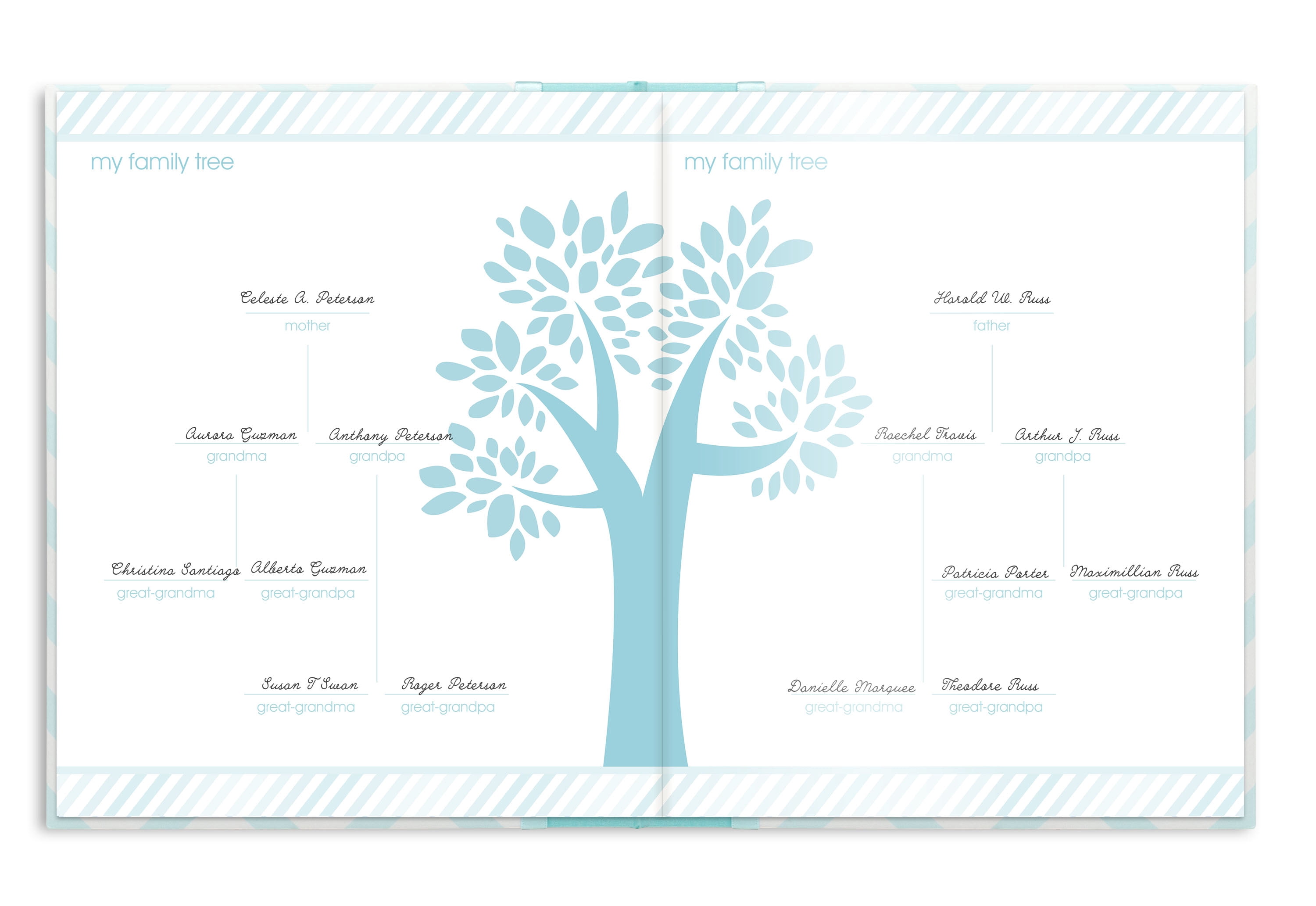 Pearhead Chevron Baby Book and Clean Touch Ink Pad, Teal Blue