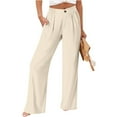 thumbnail image 2 of Edvintorg Business Casual Pants for Women Solid Color High Waist Wide Leg Trousers with Pocket Lounge Womens Travel Pants Beige XXL, 2 of 7