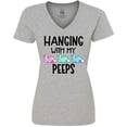 thumbnail image 3 of Inktastic Easter Hanging with My Peeps Pastel Bunnies Women's V-Neck T-Shirt, 3 of 5