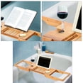 thumbnail image 4 of HOMCOM Bamboo Table, Caddy Shower Bath Shelf Bathtub, Expandable Luxury Tray Holder, for Soap Book Phone, 4 of 10