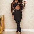 thumbnail image 2 of Women's Sexy Sheer Mesh Party Dress Long Sleeve Bodycon Elegant Evening Outfit Comfortable Stretchy Fashionable Trendy, 2 of 2