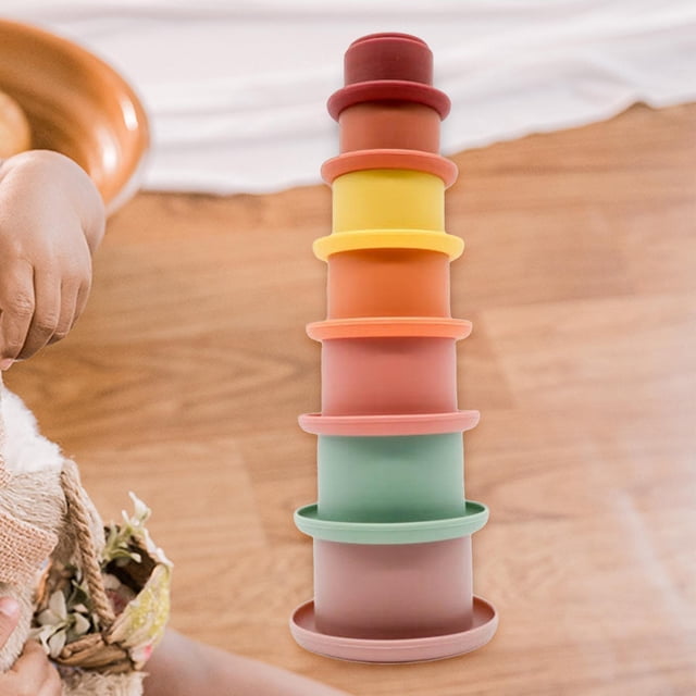 Vasos apilables Vasos anidables suaves Clasificación de juguetes para bañera con orificios de drenaje para niños Juguete de desarrollo estilo 3 Hugo vasos apilables juguetes