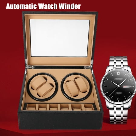 Watch Winder Storage Display Case Automatic Rotation Black Organizer 4+6 Box
