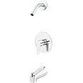 thumbnail image 1 of Pfister Pfirst Modern Polished Chrome Shower Faucet Set with Bathtub Faucet/Tub Spout, Single-Handle Tub & Shower Trim Kit Without Shower Head, 3-Hole, Modern Bathroom Décor, 1 of 2