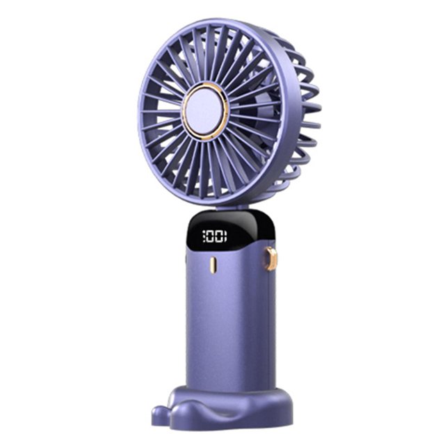 Naievear 1 Juego de ventilador de mano de 3000 mah con cordón Pantalla LED en tiempo real Ajustable 5 velocidades Enfriamiento plegable Ventilador de escritorio ultra silencioso recargable para Su
