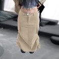 thumbnail image 4 of Faldas Cargo Falda con cordón ajustado para mujer Y2K Faldas largas de cintura baja Faldas elegantes de hip hop Cgtredaw Caqui L para Mujer, 4 of 6