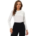 thumbnail image 1 of Camiseta casual Allegra K de manga larga con cuello redondo de terciopelo blanco XL, 1 of 4
